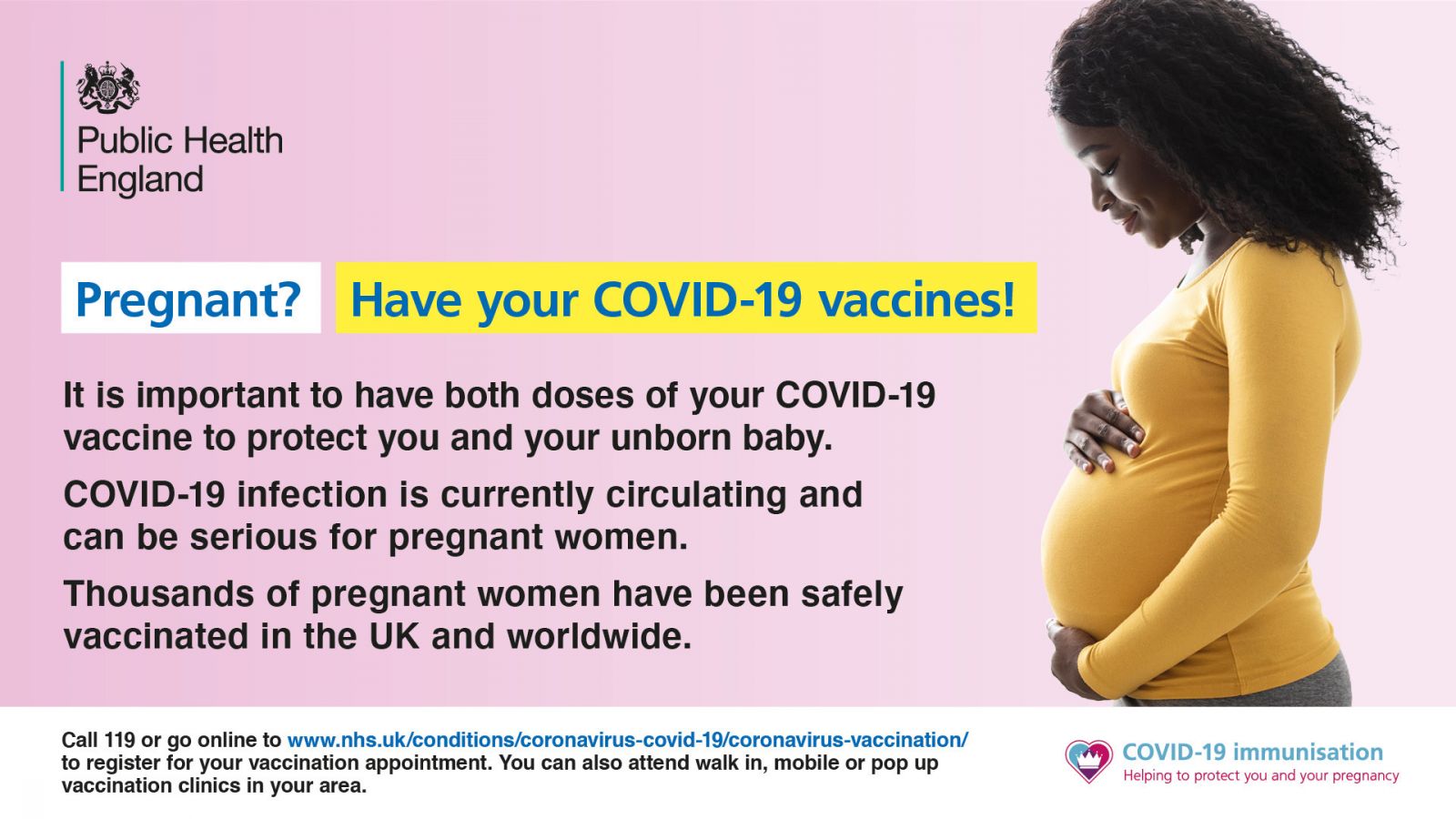 Public Health England promotional poster encouraging COVID-19 vaccinations for pregnant women